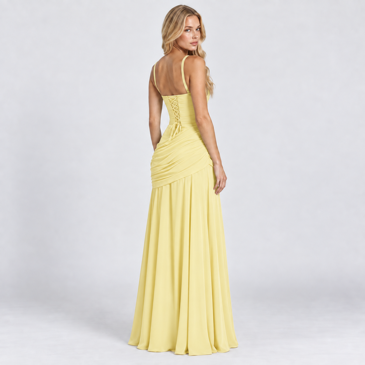 Women's Ruched Chiffon Maxi Dress