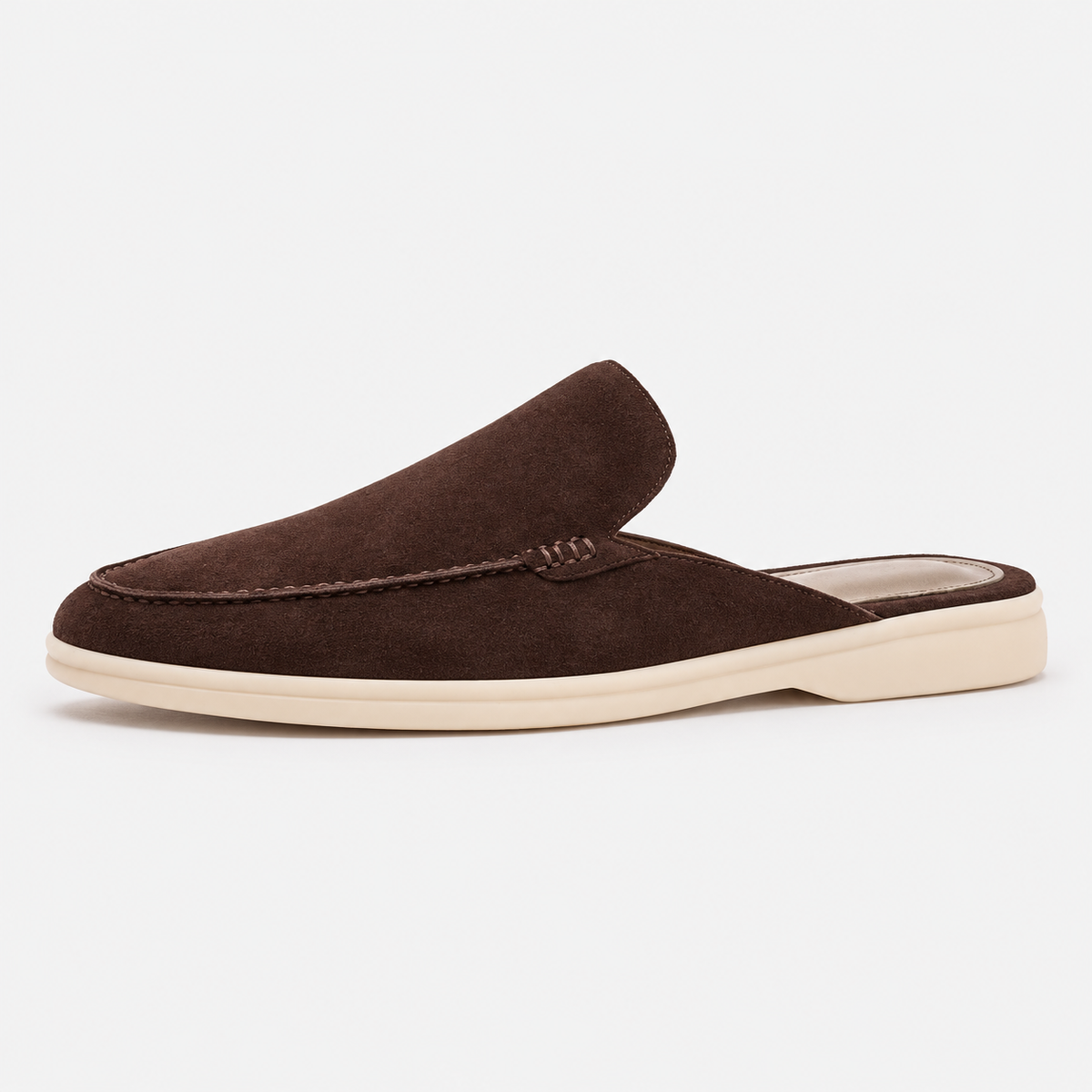 Men's Navy Suede Backless Mule Loafers