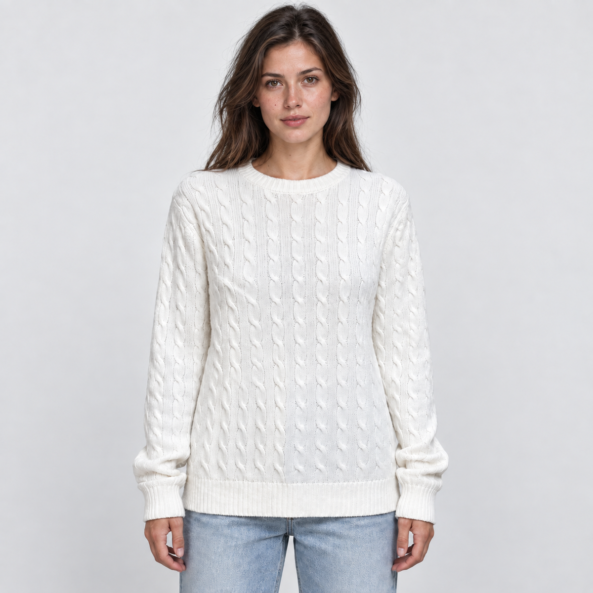 Women's Cable Knit Crewneck Sweater