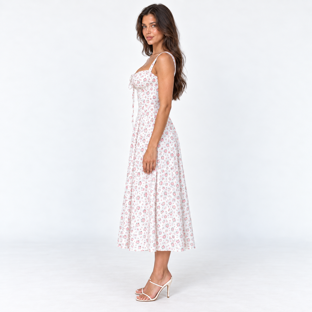 Women's Floral Sweetheart Midi Dress — Floral — side view