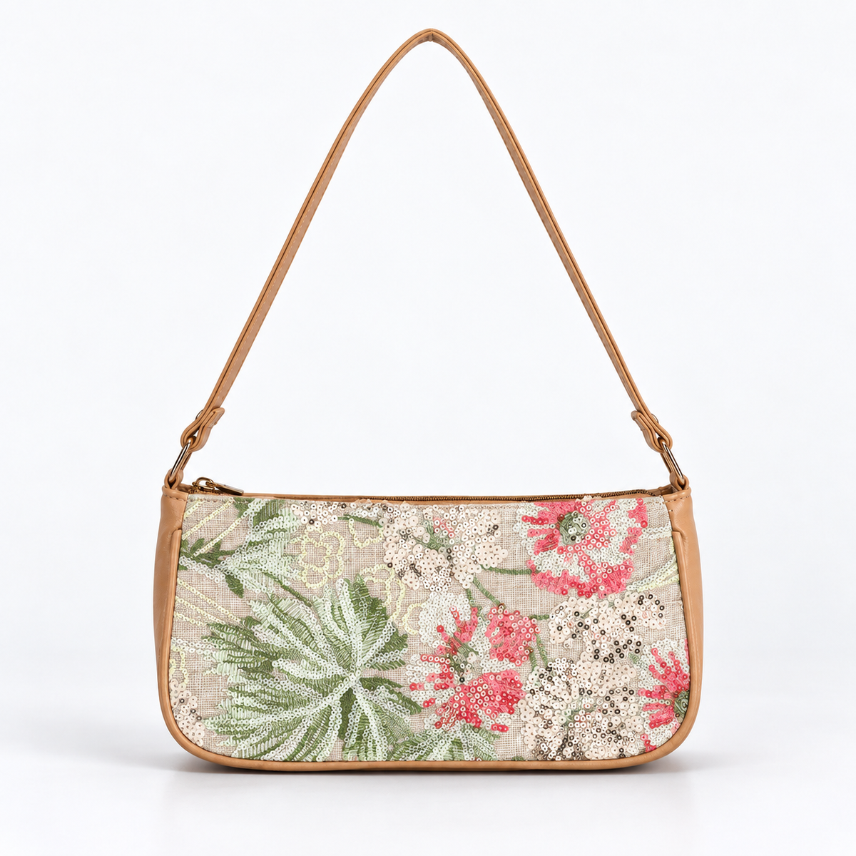 Floral Sequin Shoulder Bag — No. 2 — front view