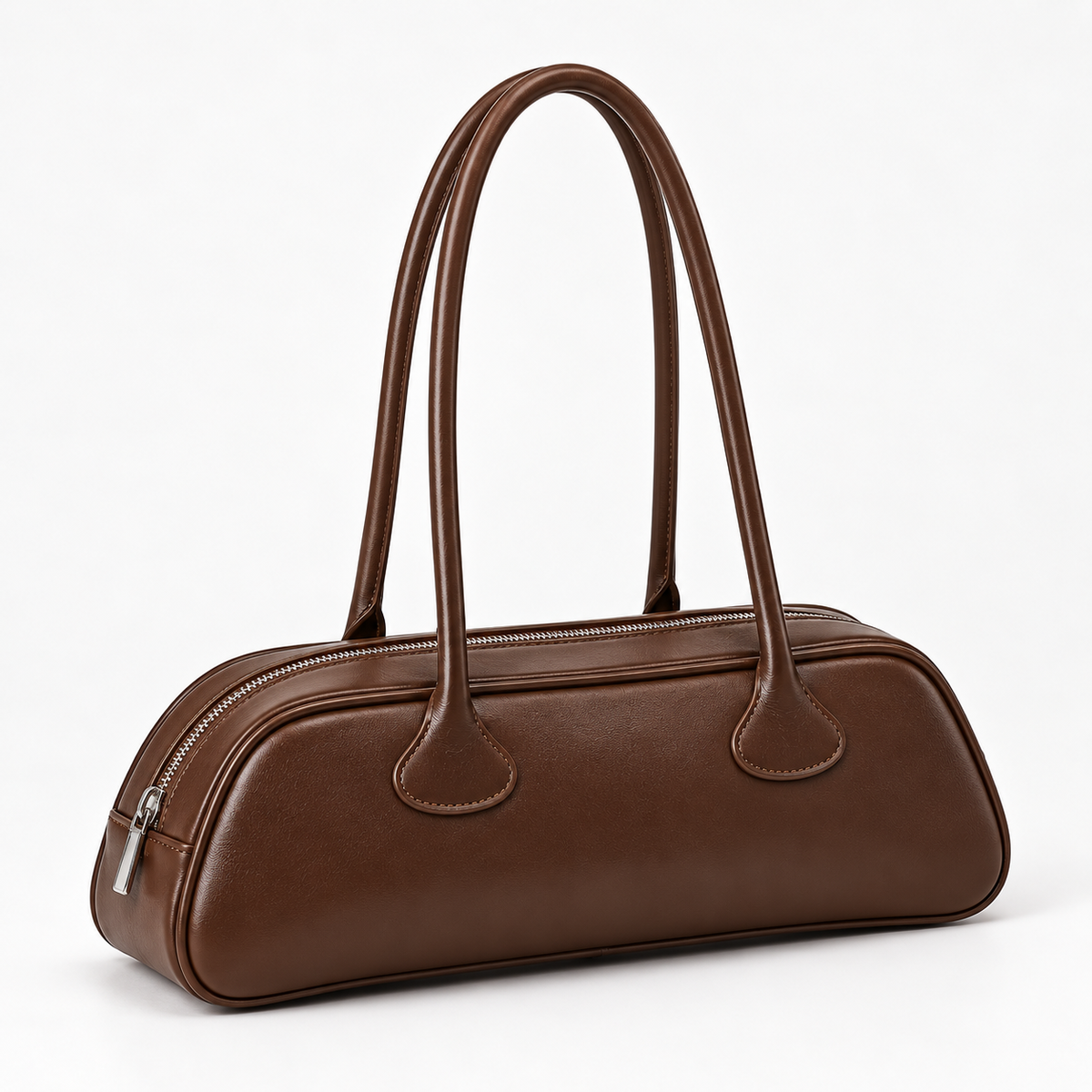 Long-Handle Shoulder Bag — Brown — front45 view