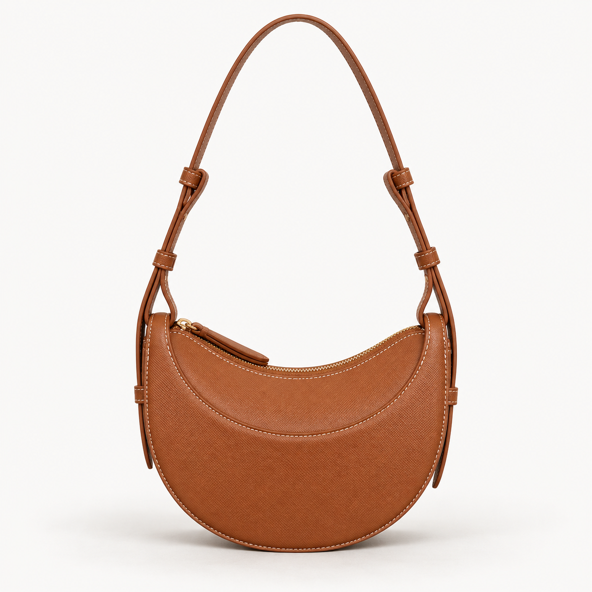 Crescent Shoulder Bag — Tan — front view