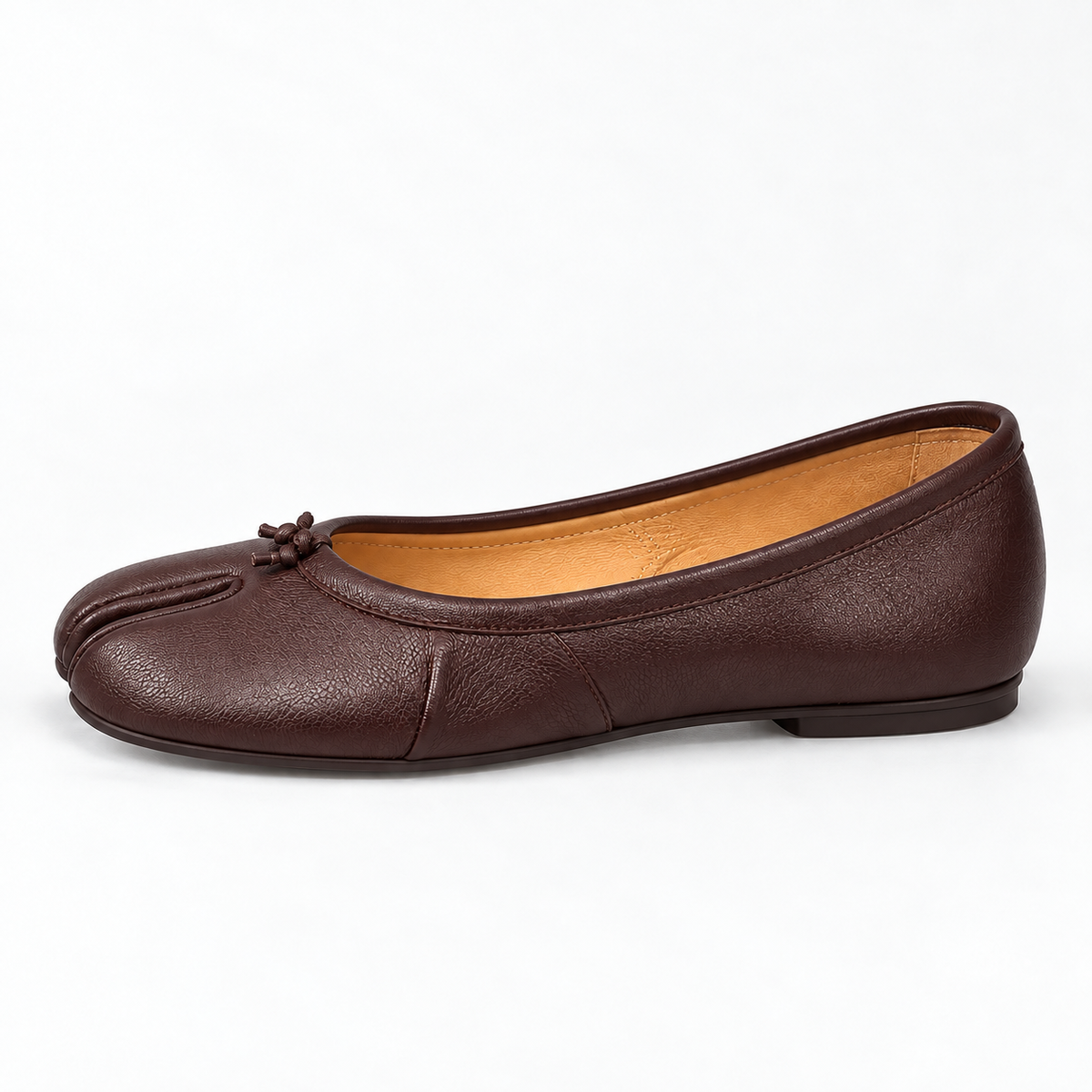 Split-Toe Ballet Flats — Brown — front view