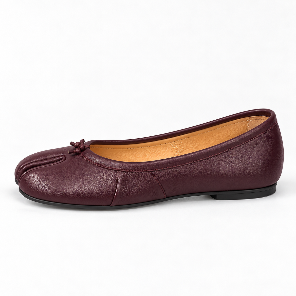 Split-Toe Ballet Flats — Burgundy — front view