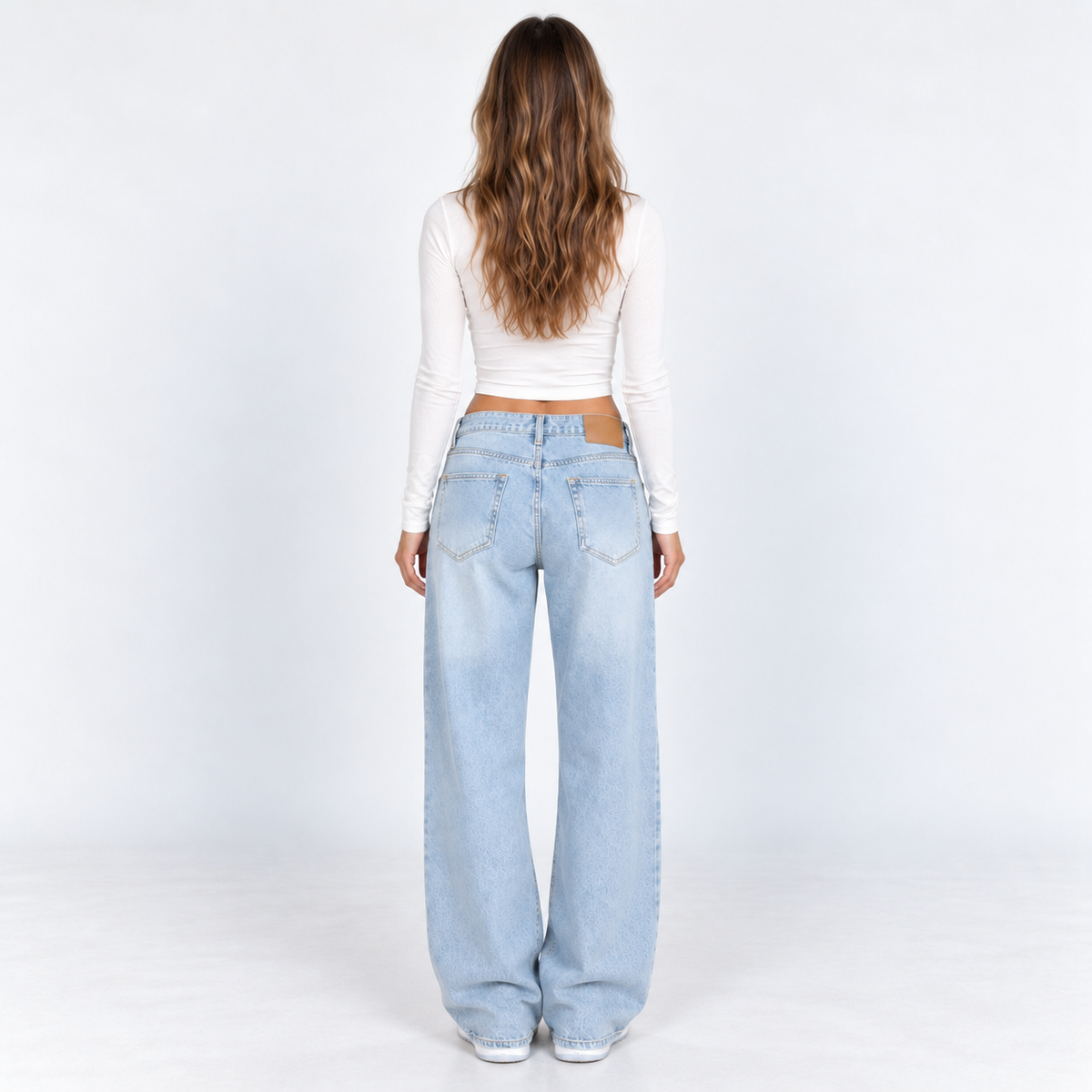 Light-Wash Low-Rise Jeans — Blue — back view