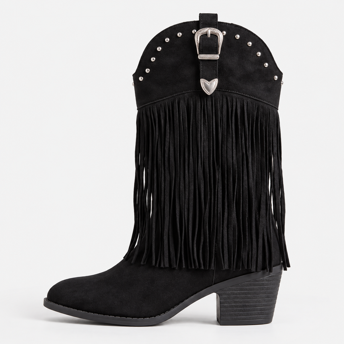 Women's Black Fringe Western Boots