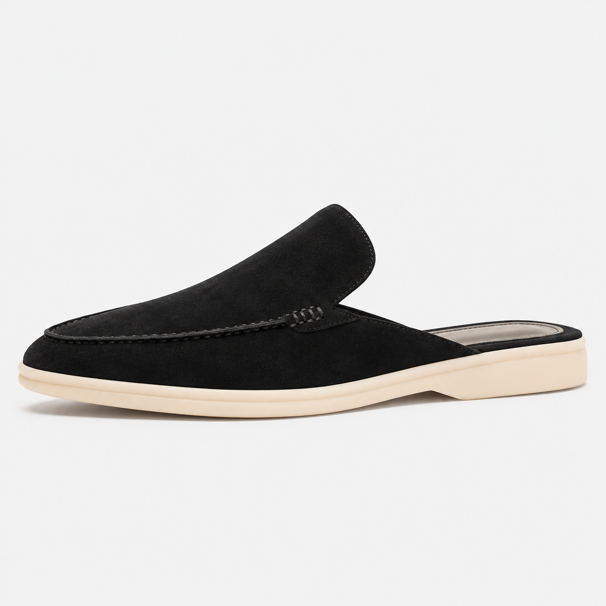 Men's Navy Suede Backless Mule Loafers