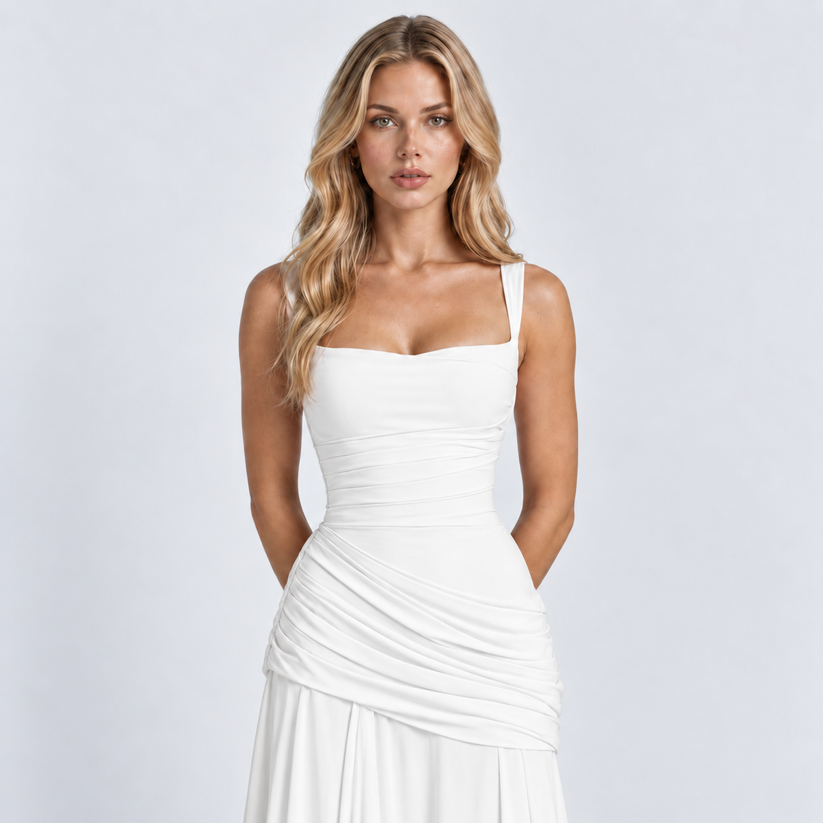 Women's Ruched Chiffon Maxi Dress