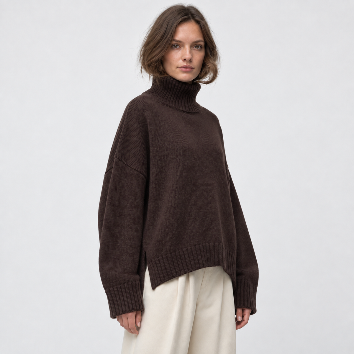 Women's Chunky Ribbed Turtleneck Sweater