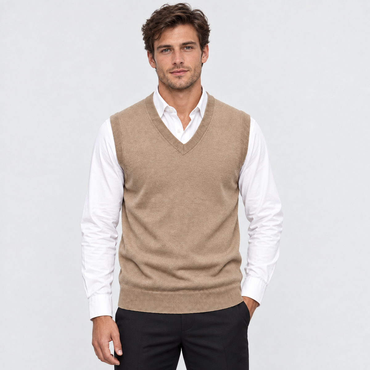 Men's Knit Vest - Sleeveless V-Neck Jumper