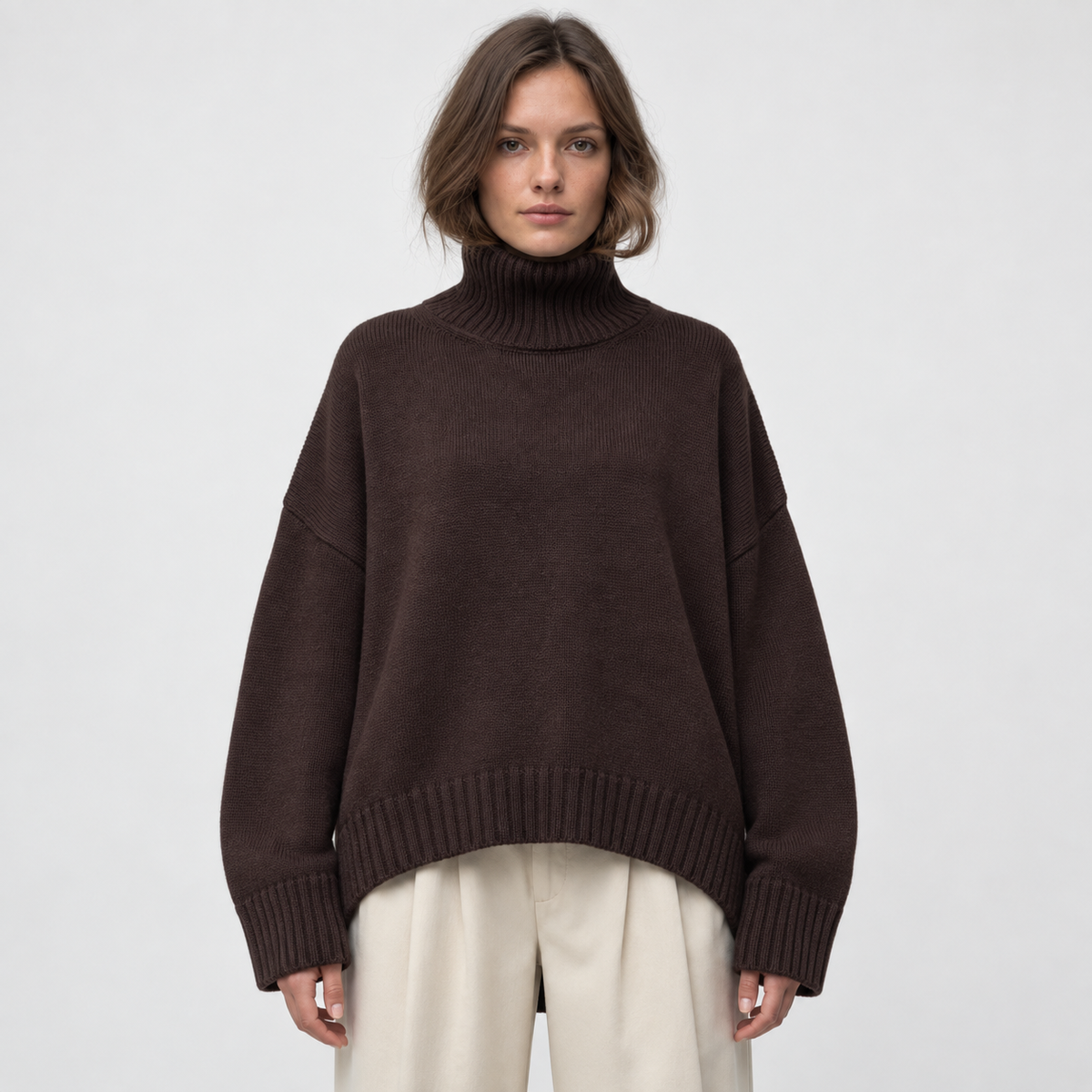 Women's Chunky Ribbed Turtleneck Sweater