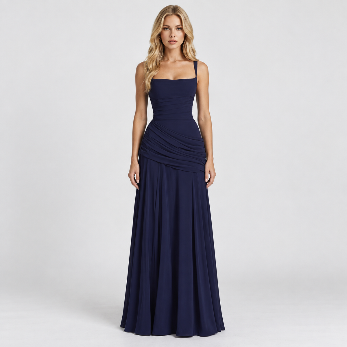 Women's Ruched Chiffon Maxi Dress