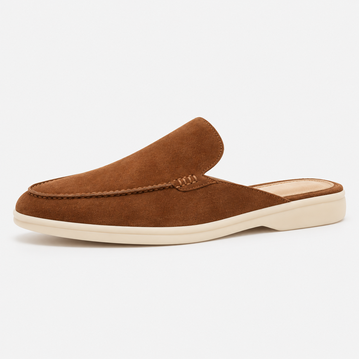 Men's Navy Suede Backless Mule Loafers