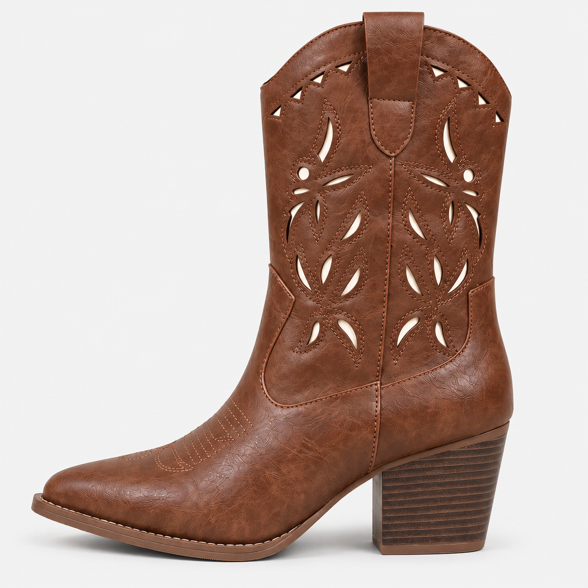 Women's Cream Floral Cutout Cowboy Boots