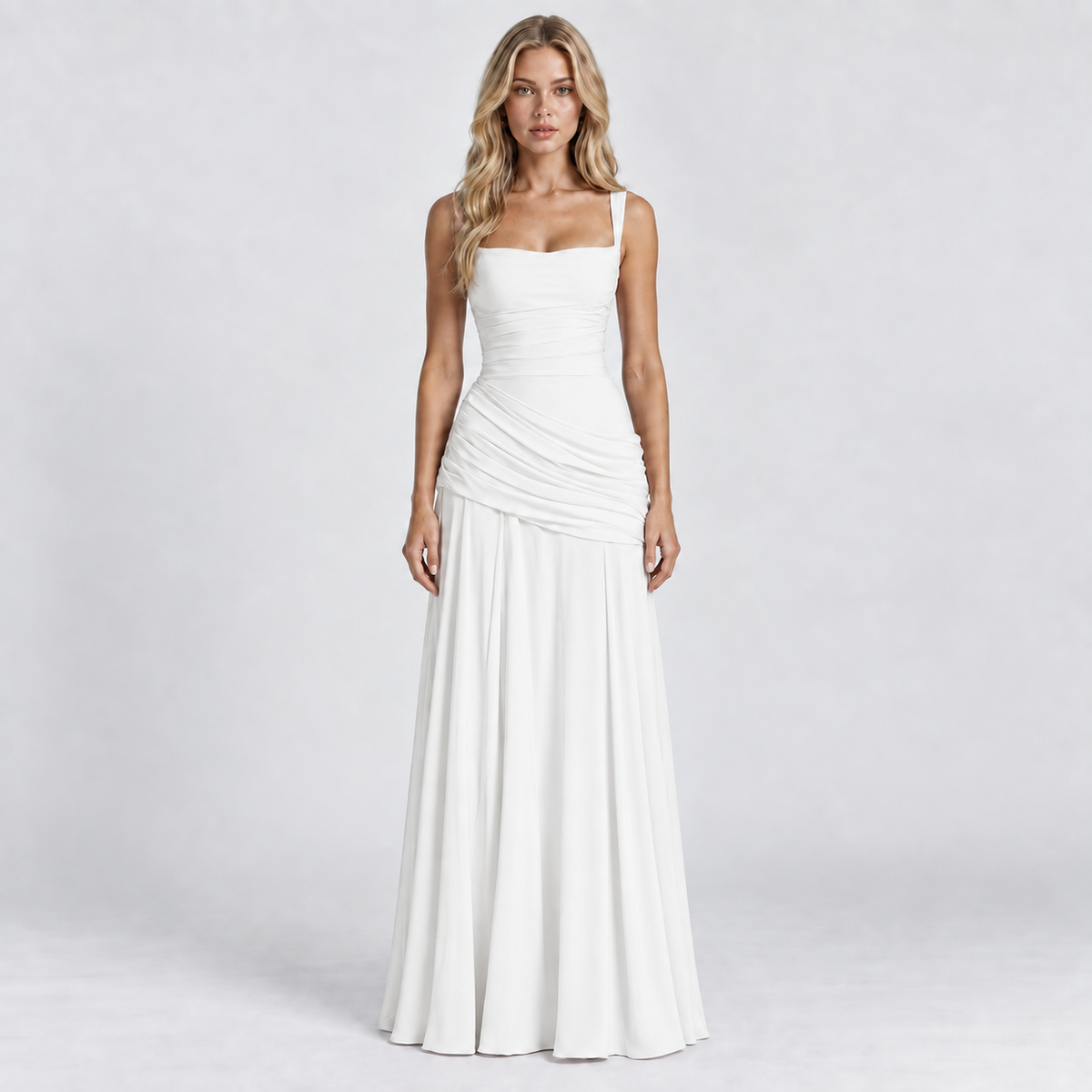 Women's Ruched Chiffon Maxi Dress