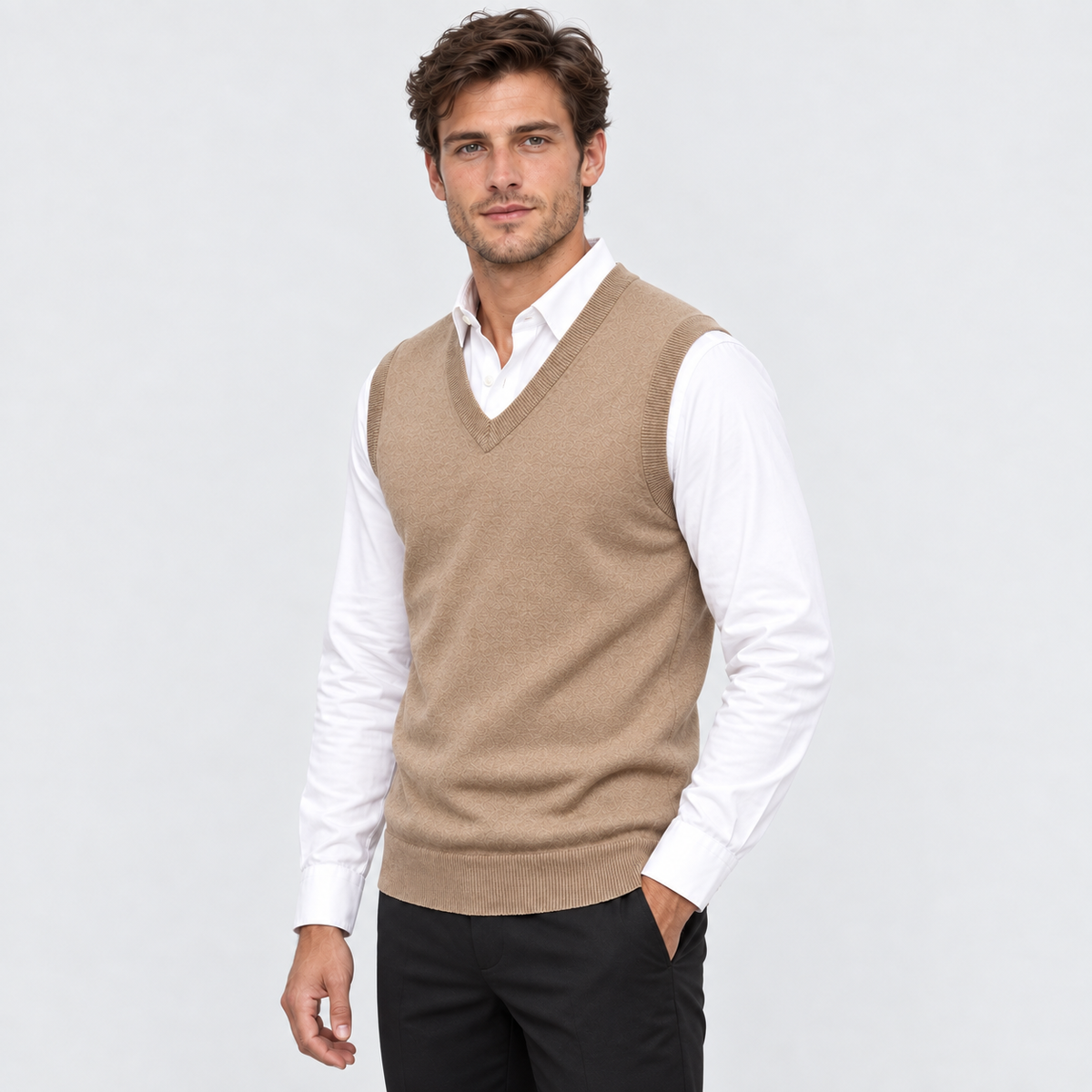 Men's Knit Vest - Sleeveless V-Neck Jumper