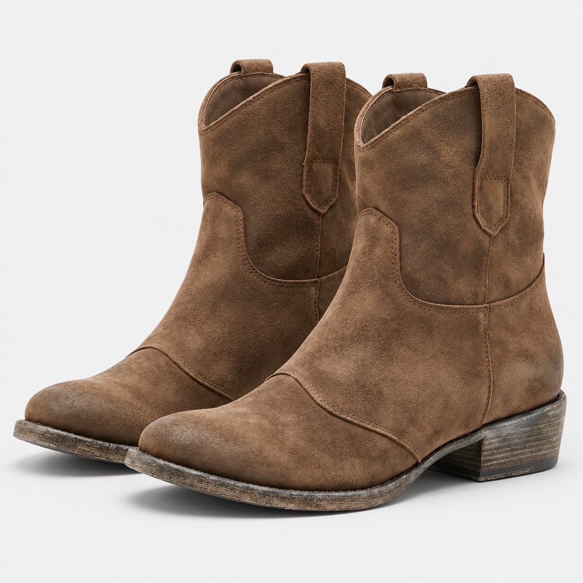 Women's Tan Suede Western Ankle Boots