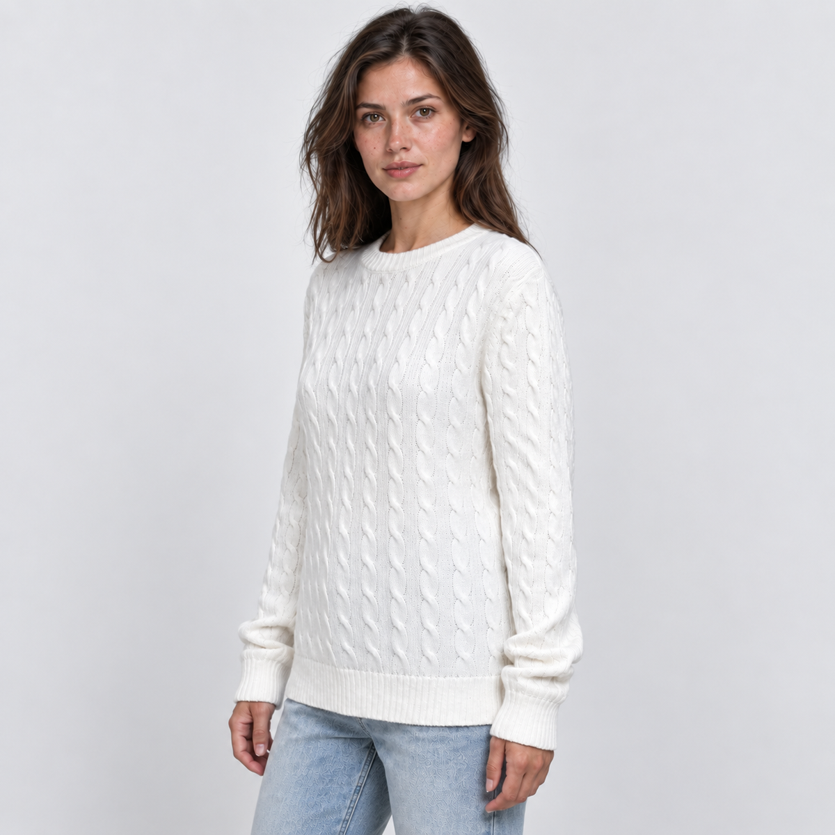 Women's Cable Knit Crewneck Sweater