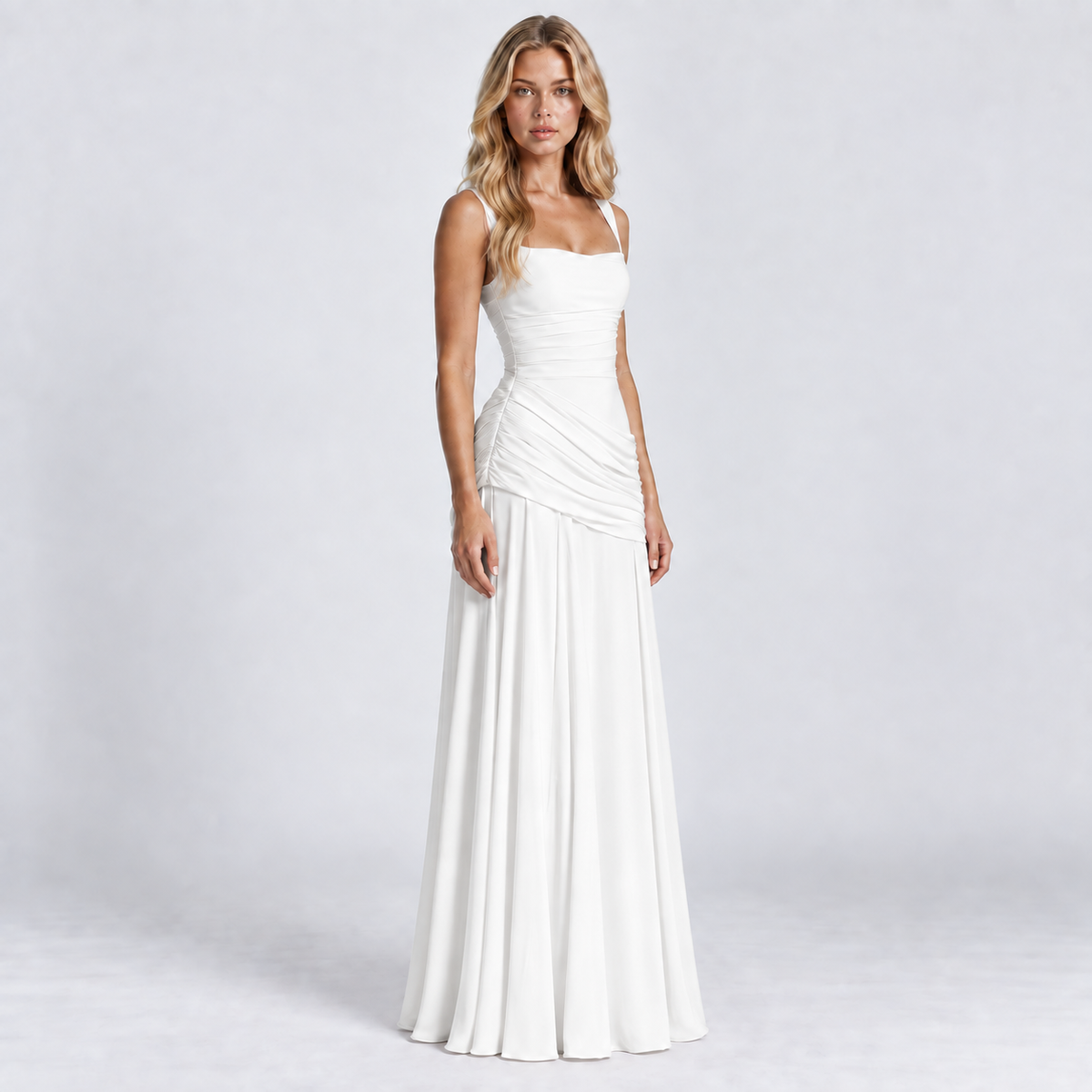 Women's Ruched Chiffon Maxi Dress