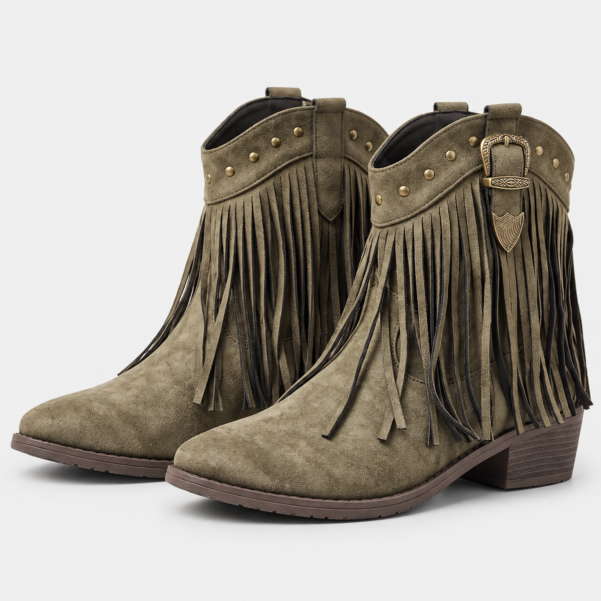 Women's Olive Fringe Western Boots