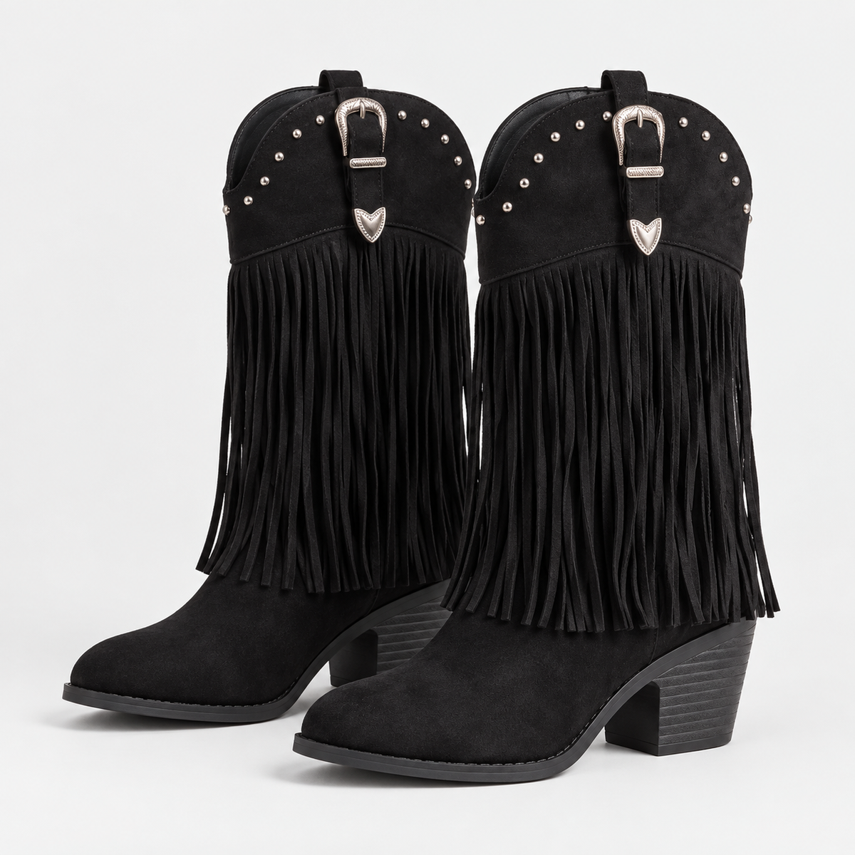 Women's Black Fringe Western Boots