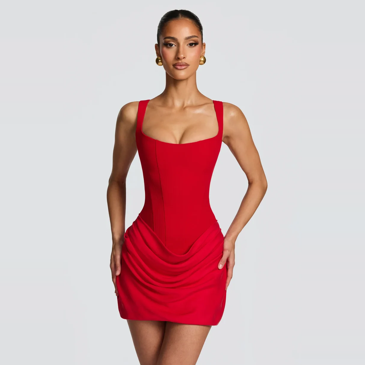 Women's Draped Corset Mini Dress