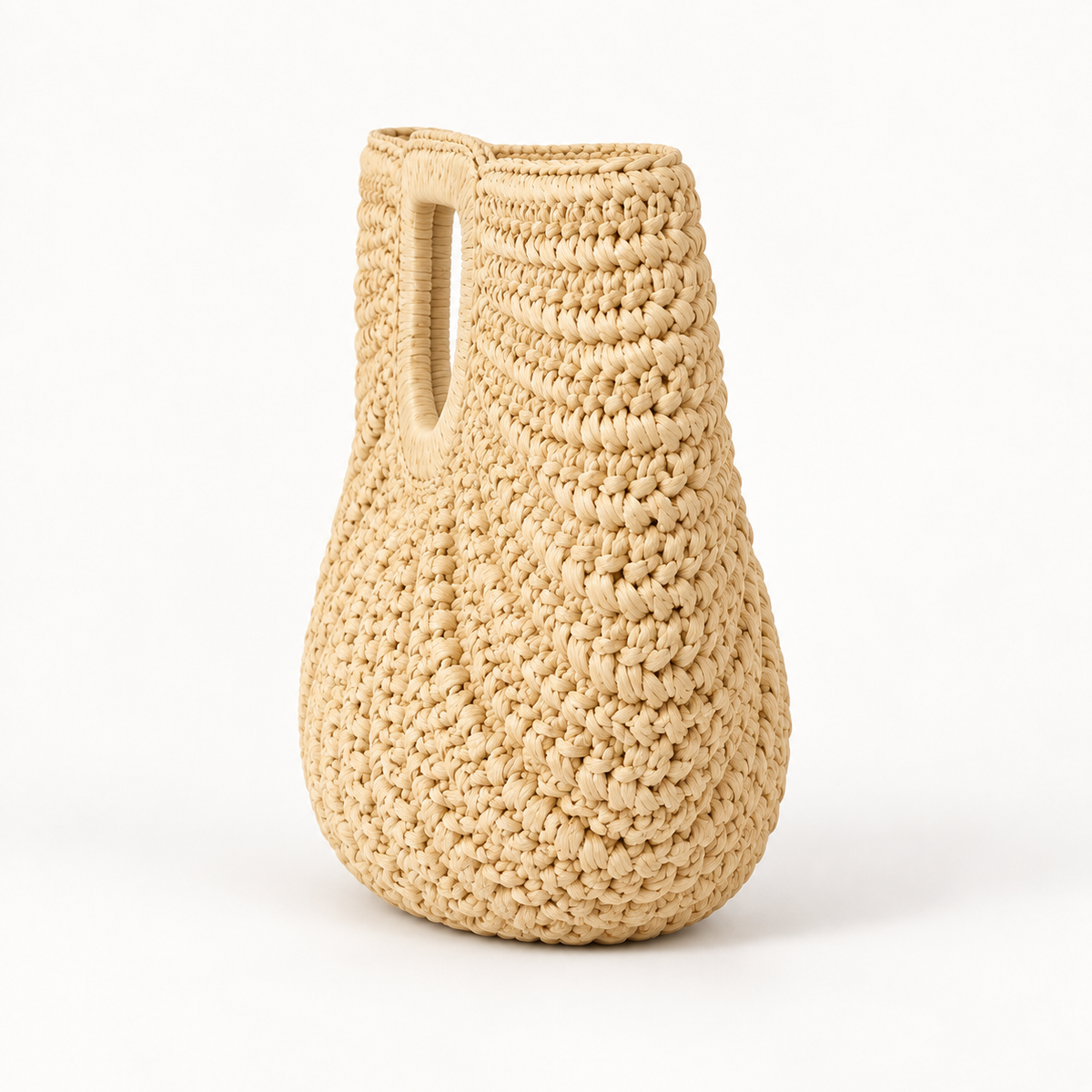 Half-Moon Woven Handbag — Beige — side view