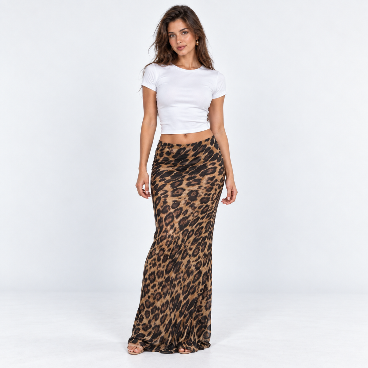 Leopard-Print Maxi Skirt — Leopard — front view