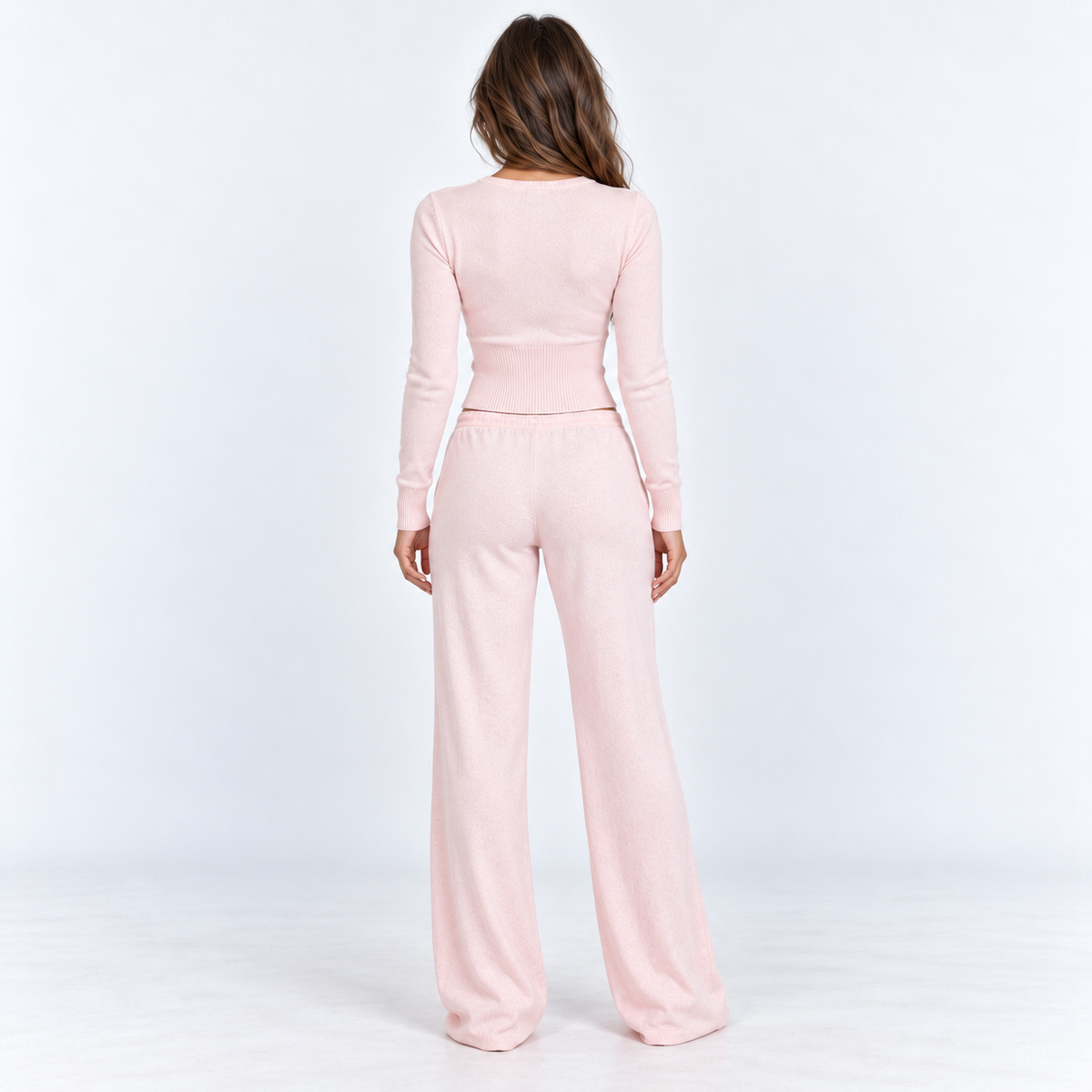 Button-Front Lounge Set — Baby Pink — back view