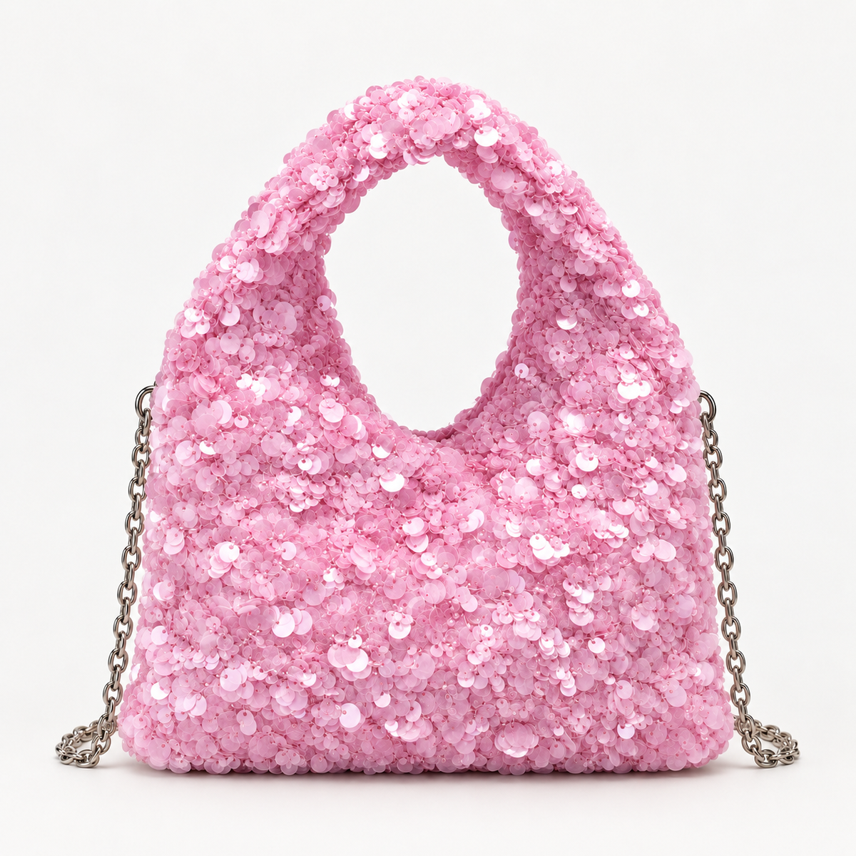 Sequin Mini Shoulder Bag — Purple — front view