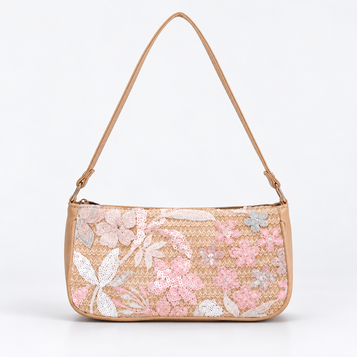Floral Sequin Shoulder Bag — No. 1 — front view