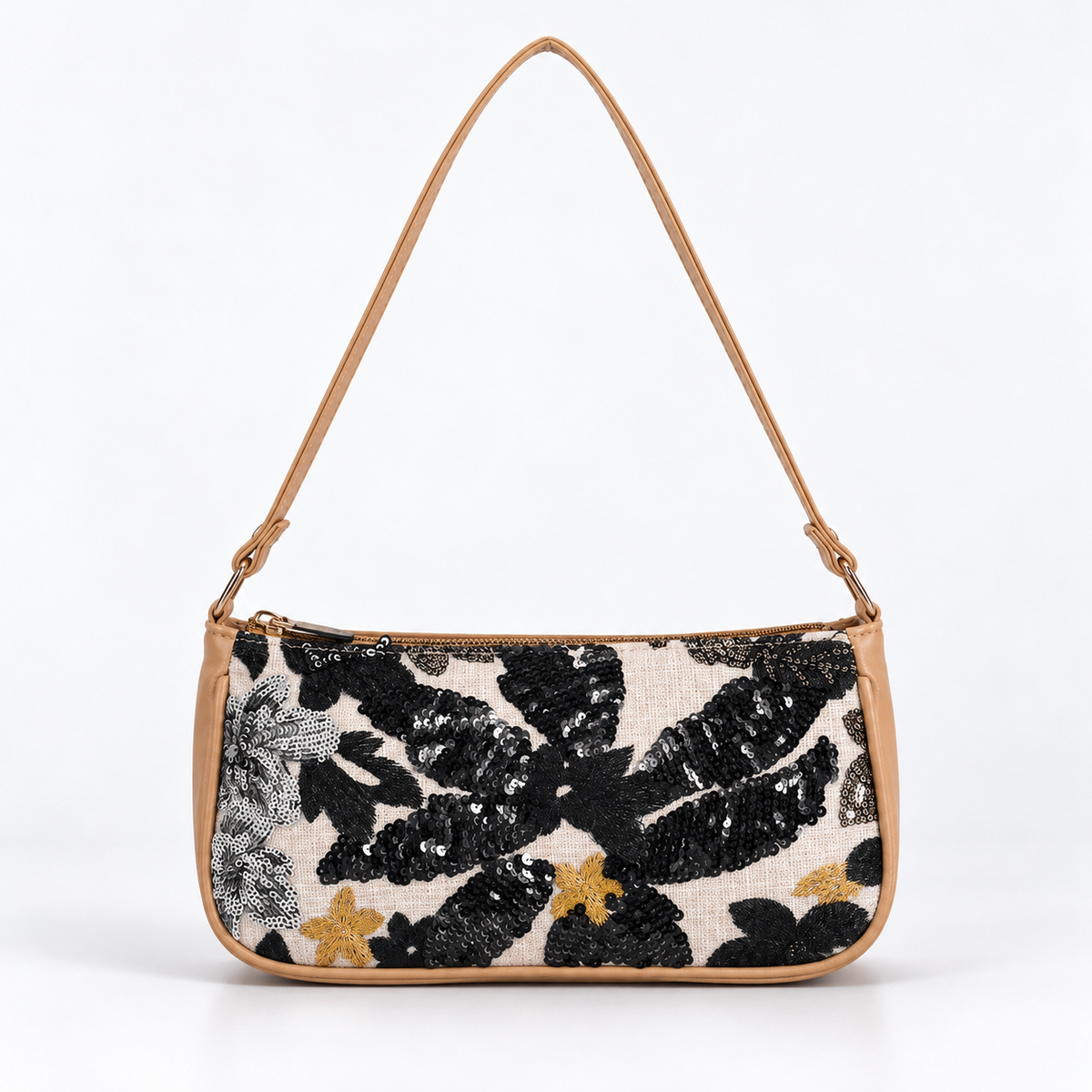Floral Sequin Shoulder Bag — No. 4 — front view