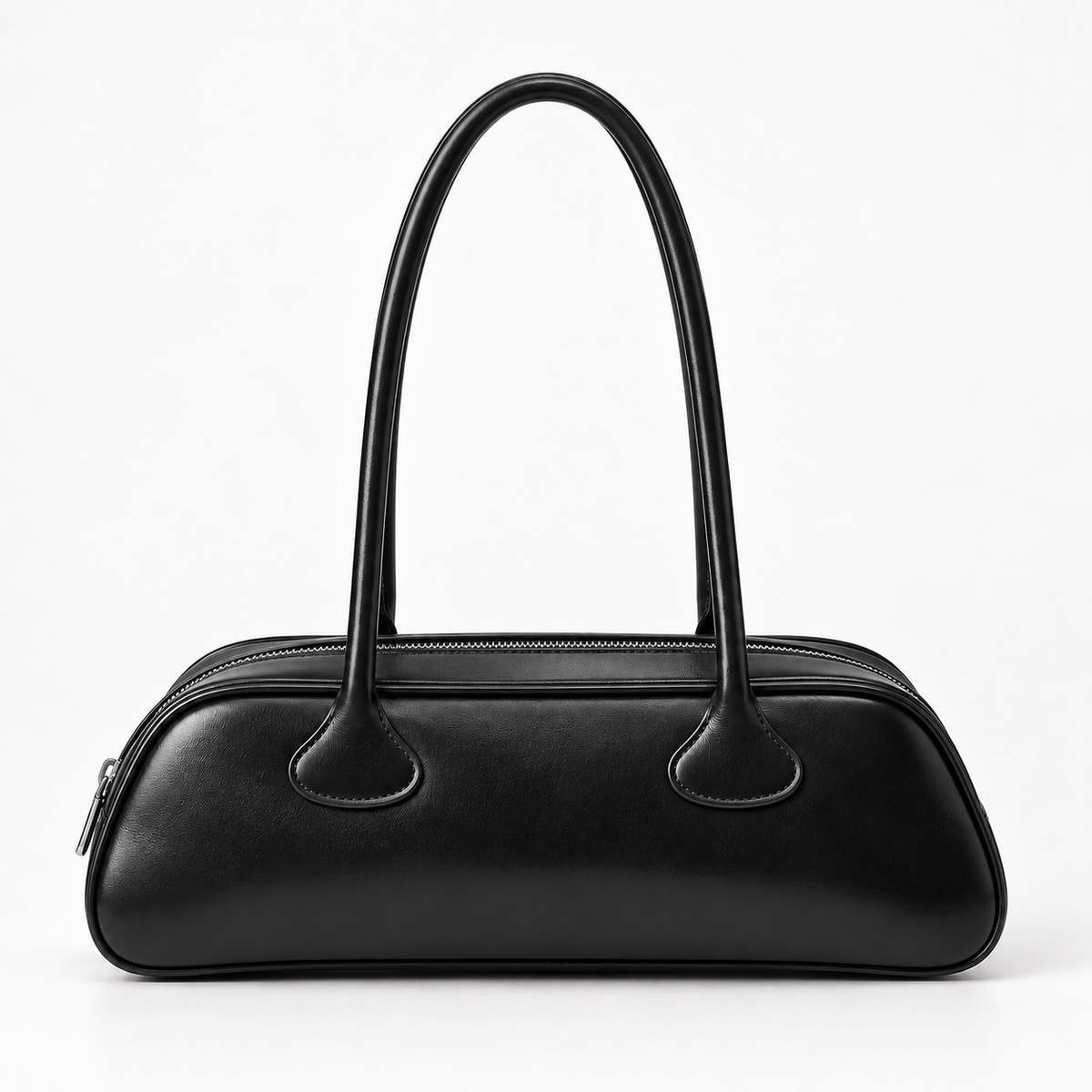 Long-Handle Shoulder Bag — Black — front view