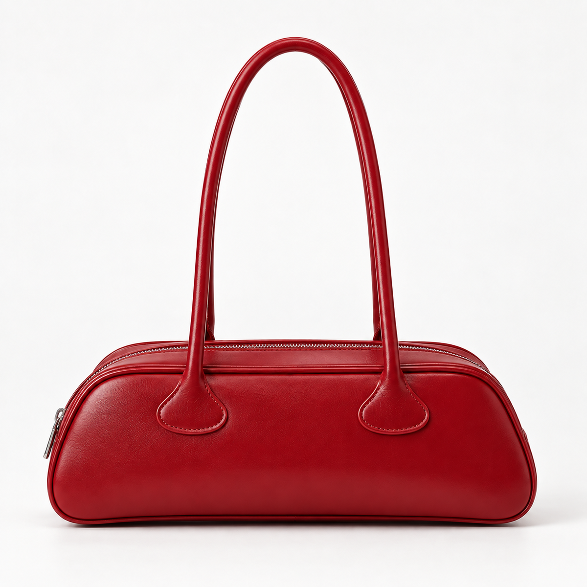 Long-Handle Shoulder Bag — Red — front view