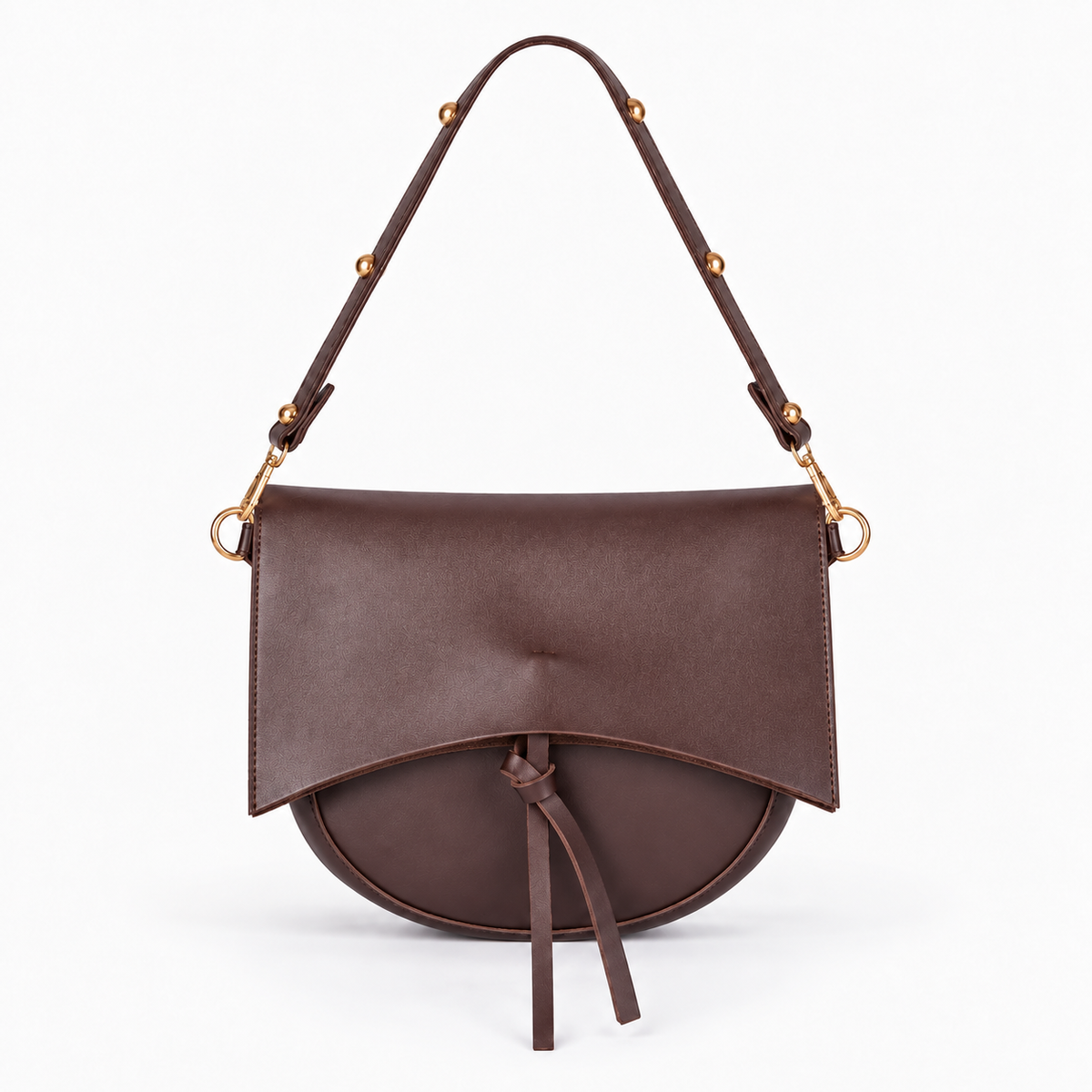 Curved Flap Crossbody Bag — Mocha — front view