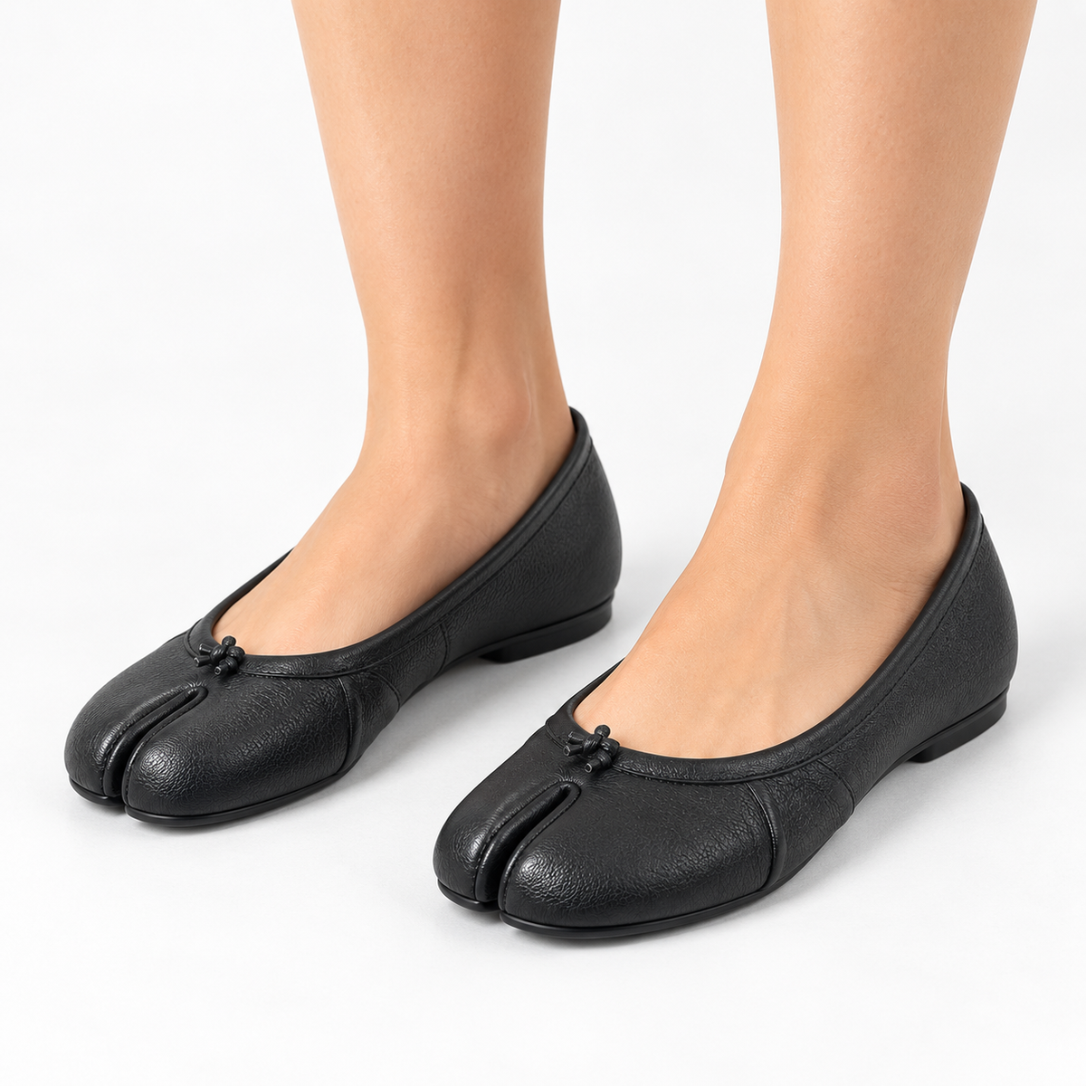 Split-Toe Ballet Flats — Black — worn view