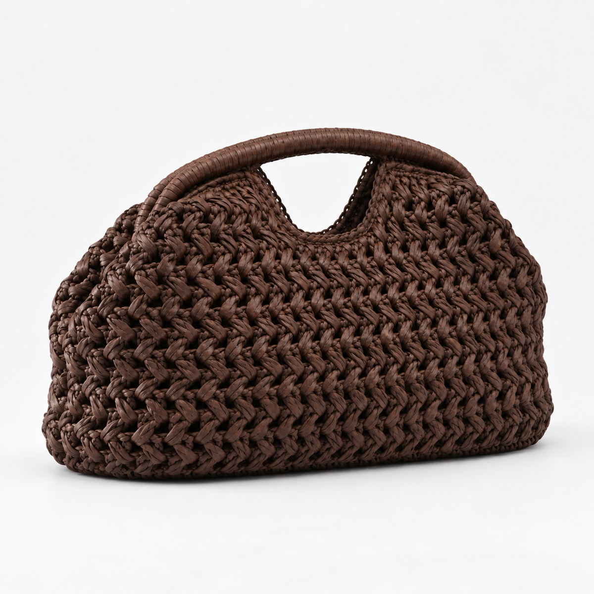 Woven Frame Clutch — Brown — front45 view