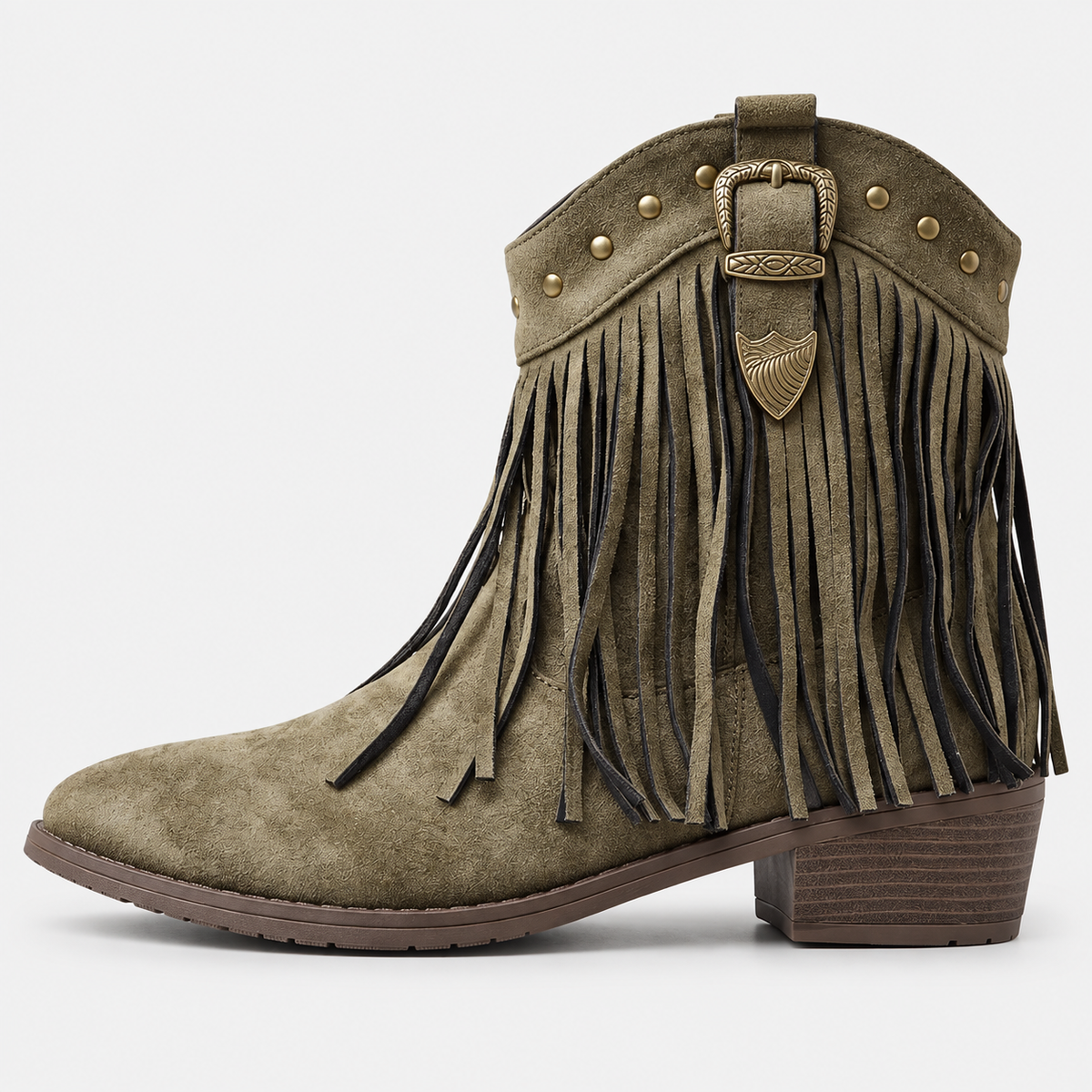 Women's Olive Fringe Western Boots