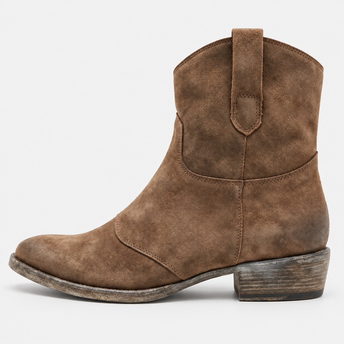 Women's Tan Suede Western Ankle Boots