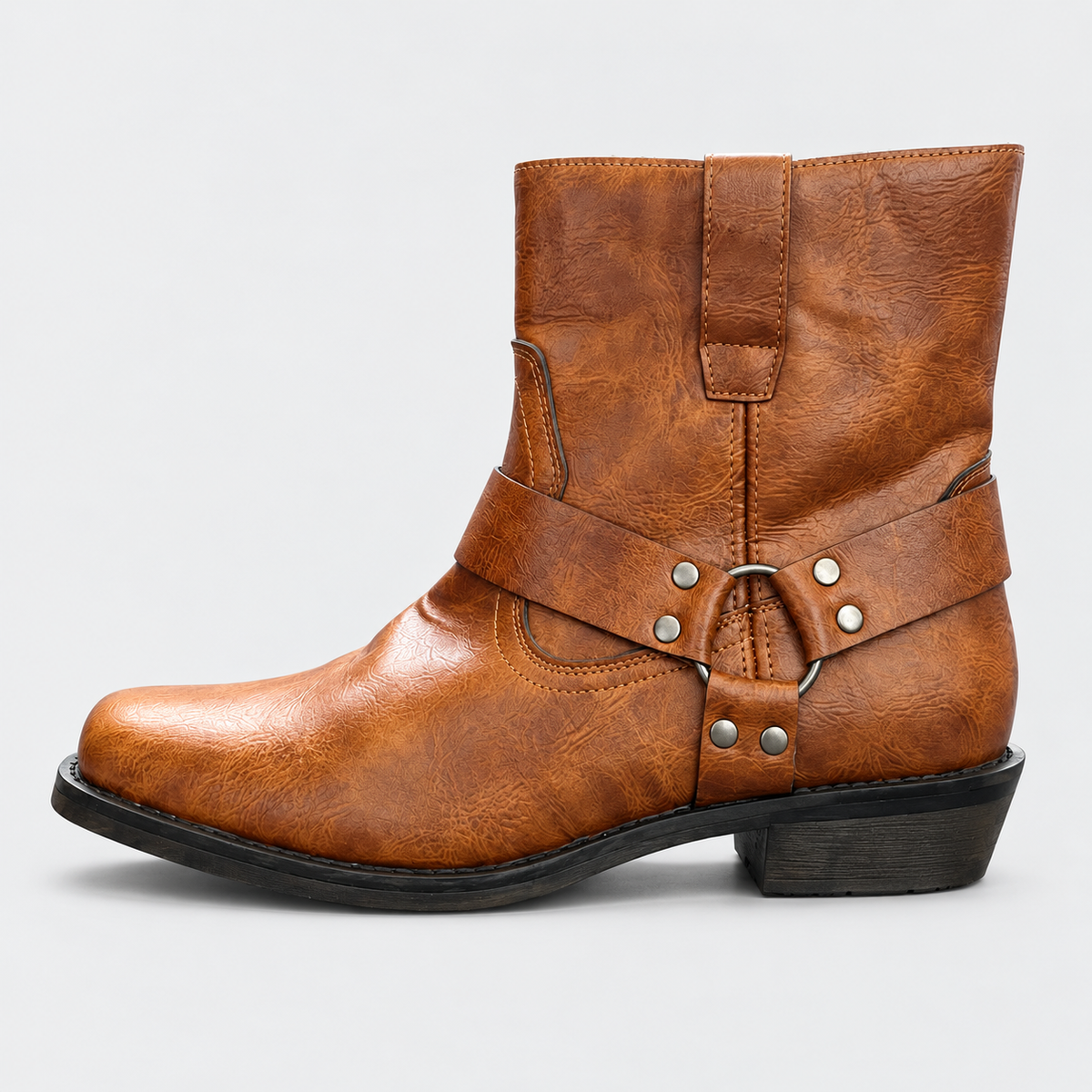 Men's Leather Harness Ankle Boots