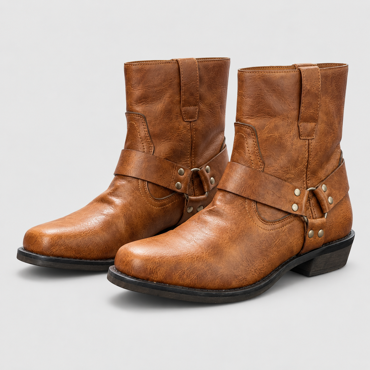 Men's Leather Harness Ankle Boots